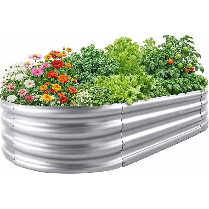 Eclaron Raised Garden Bed Kit: 4x2x1ft Oval Design for Stress-Free Gardening