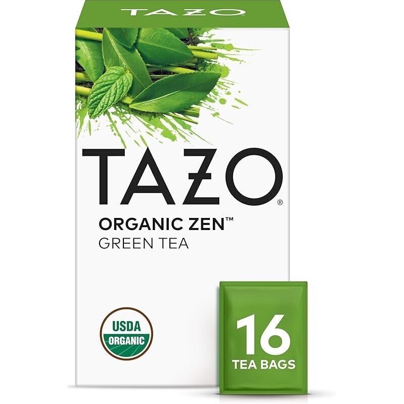 Relaxing Tazo Organic Zen Green Tea with Lemongrass & Spearmint, 16 Count