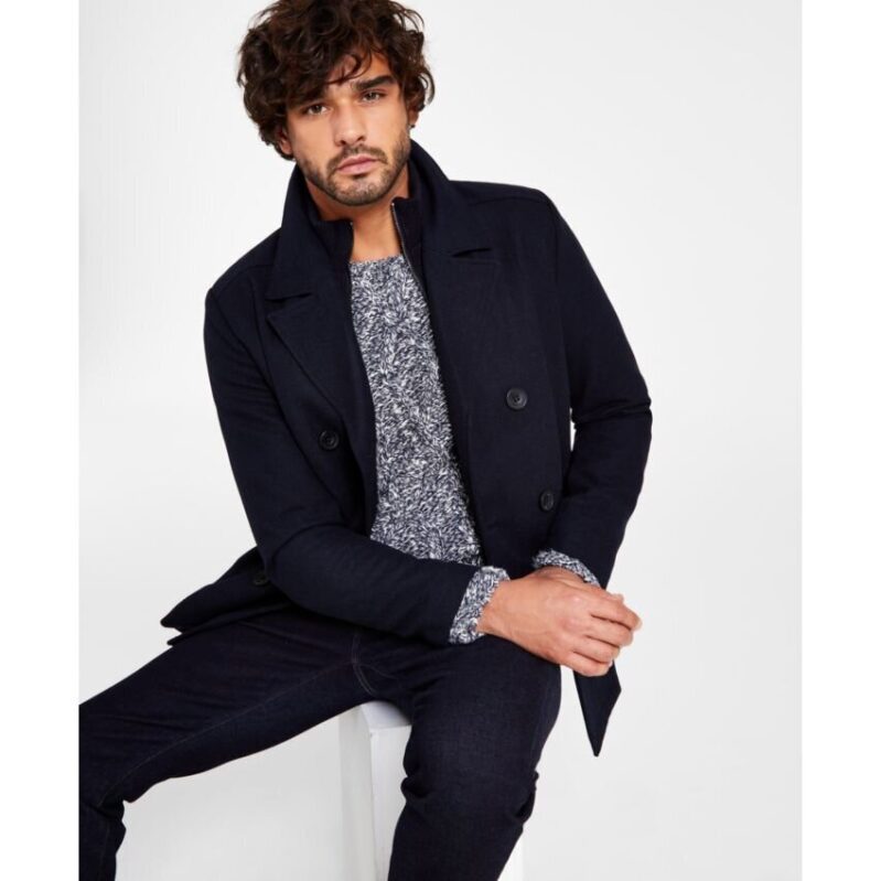 Kenneth Cole Mens Wool Blend Peacoat with Bib Coat - Warmth Meets Style
