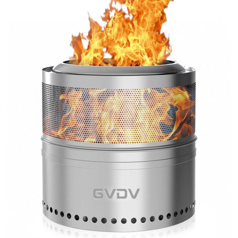 GVDV 18-inch Collapsible Stainless Steel Heater Fire Pit with Bag - Perfect for Camping
