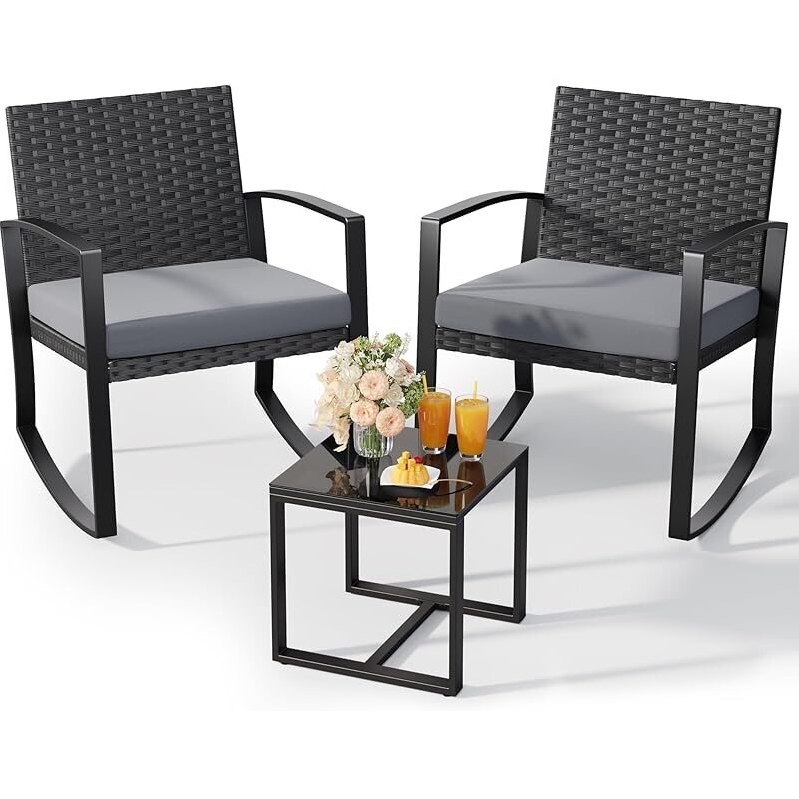 2-Piece Rocking Patio Seating Set with Coffee Table - Perfect for Outdoor Relaxation