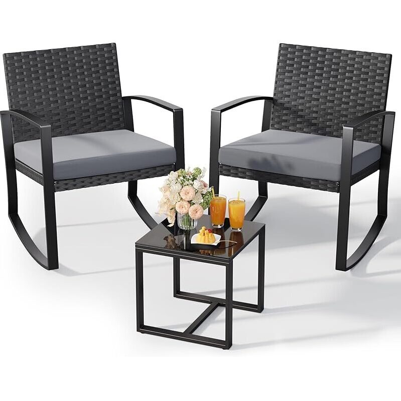 2-Piece Rocking Patio Seating Set with Coffee Table - Perfect for Outdoor Relaxation