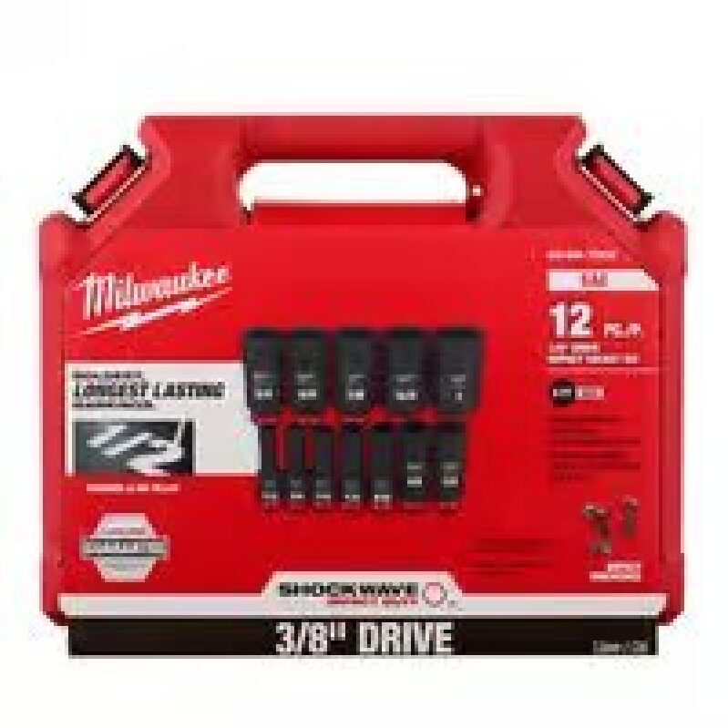 Milwaukee Shockwave 3/8 in. Drive SAE 6 Point Square Deep Socket 12pc Set