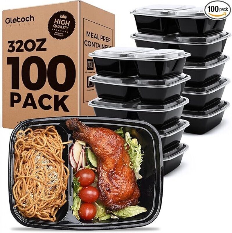 Bulk 100 Pack 32 oz Meal Prep Containers - Ideal for Takeout and Storage