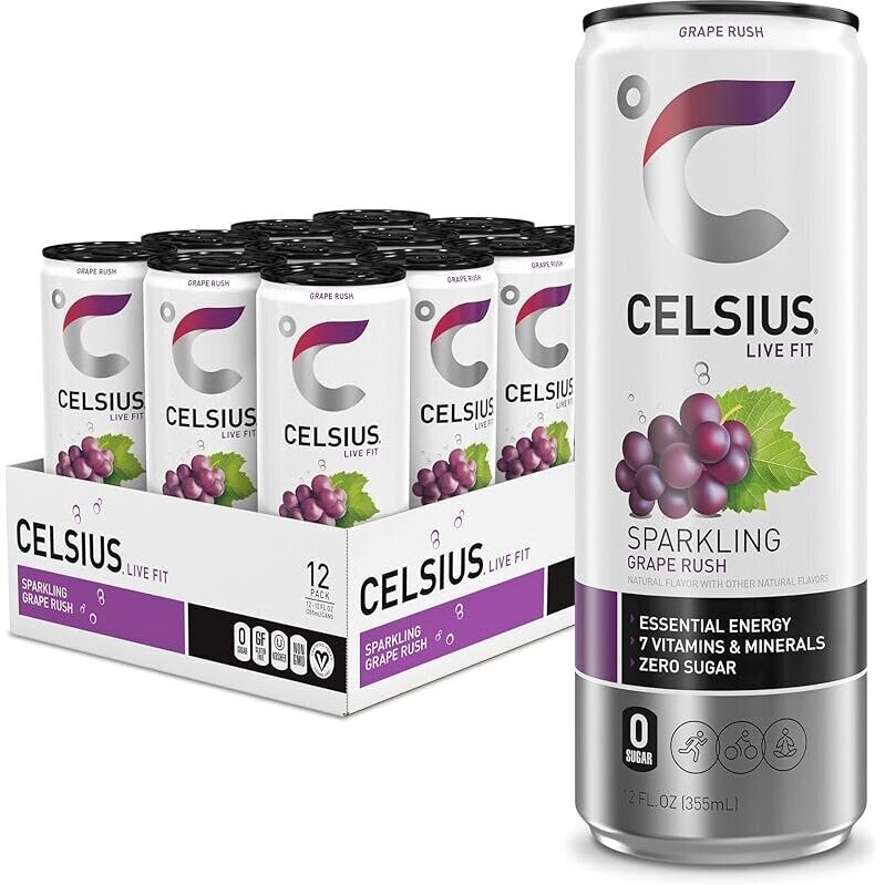 12-Pack CELSIUS Sparkling Grape Rush Energy Drink 12oz
