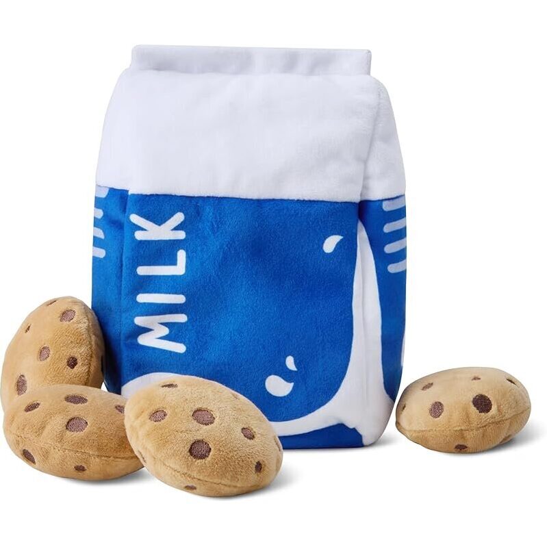 Interactive Dog Squeak Toys with Milk Carton & Cookies