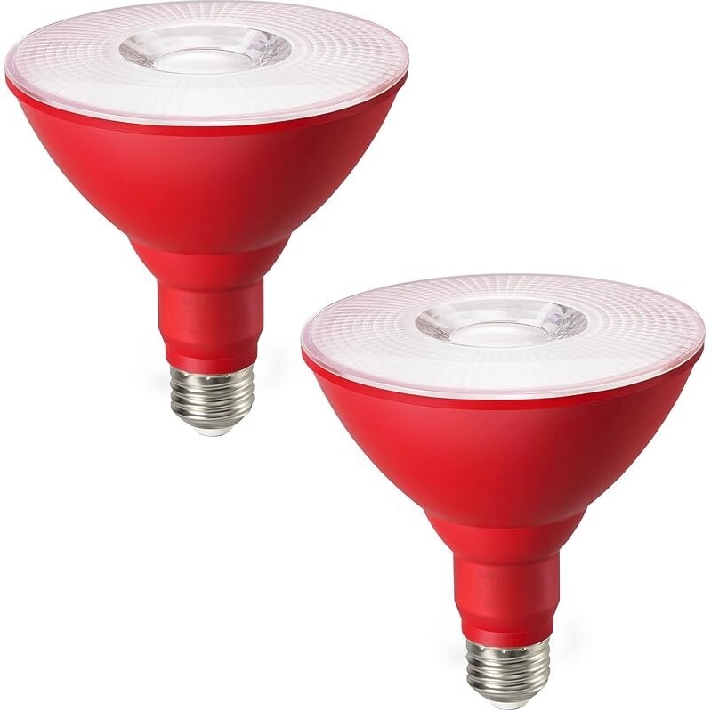 2-Pack EDISHINE PAR38 Red LED Flood Light Bulbs - Perfect Holiday Lighting