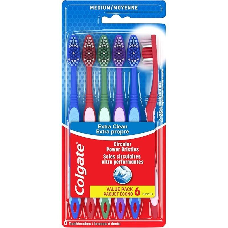 Colgate Extra Clean Toothbrushes - 6 Pack
