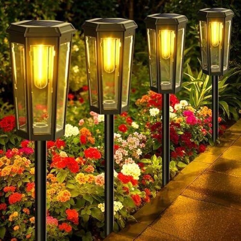KINKAI Solar Garden Lights - 6 High-Brightness Solar Pathway Lights with 50% Discount