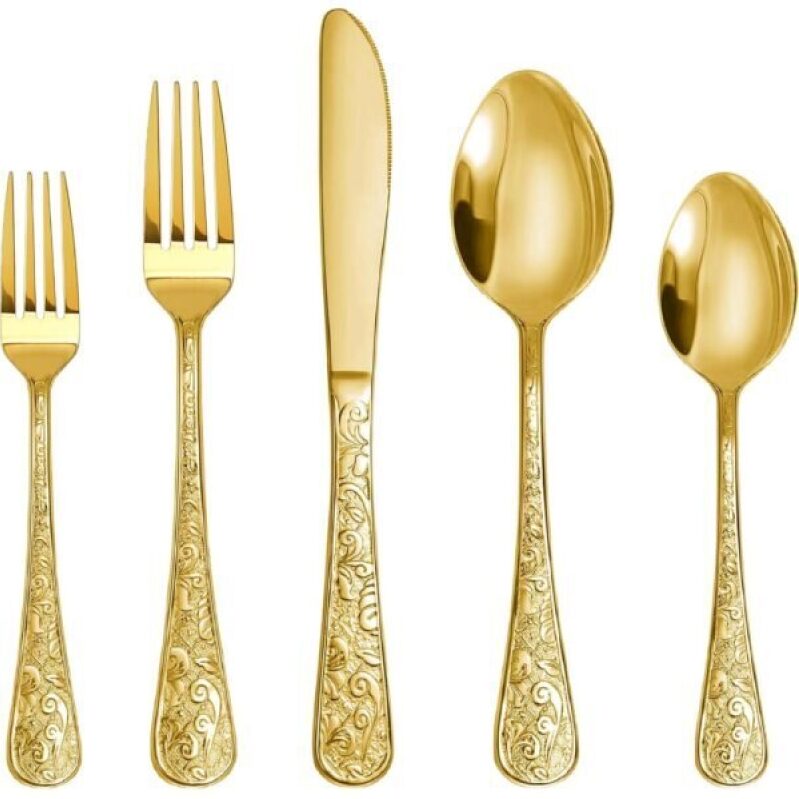 Elegant Vintage Gold Flatware Set - 20 Pieces with 52% Off