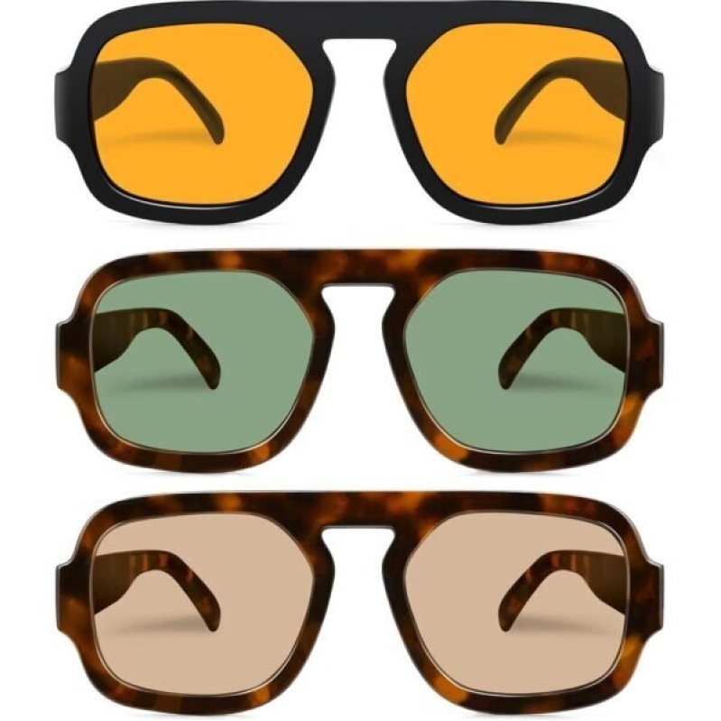 Retro Square Aviator Sunglasses for Women Men - Stylish UV Protection Shades