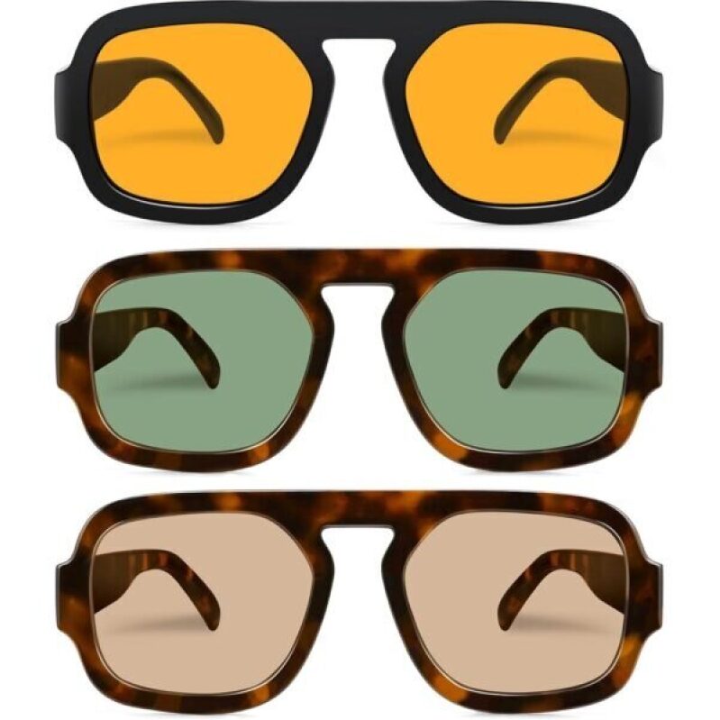 Retro Square Aviator Sunglasses for Women Men - Stylish UV Protection Shades