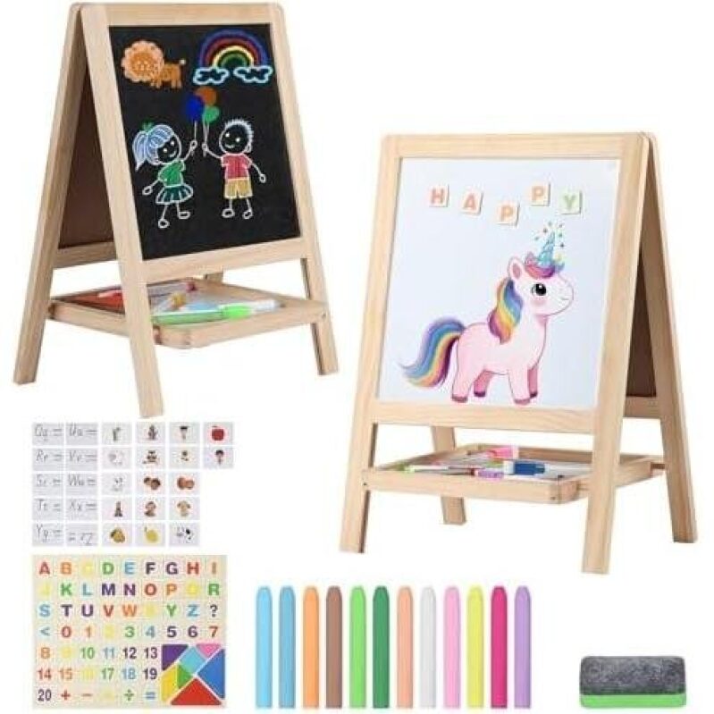 4-in-1 Double-Sided Wooden Easel for Kids' Drawing - 50% OFF