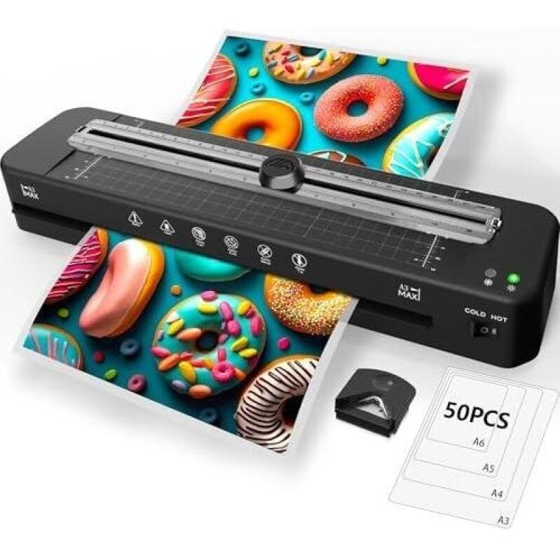 50% OFF: MAX Laminating Machine - Cold & Hot, 13 Inch/A3/50 Sheets, Rounded Corners