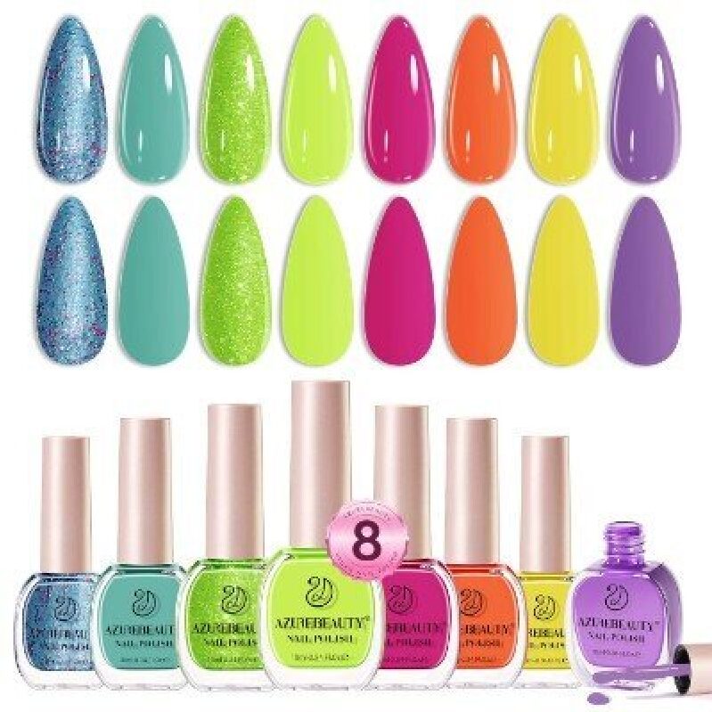 Vibrant 8-Color Quick-Dry Nail Polish Set