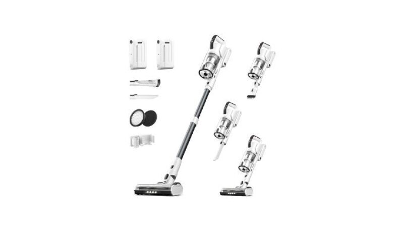 Klarpul Cordless Vacuum Cleaner: 140 Mins Runtime, 600W, 50Kpa, Self-Standing, 2 Batteries