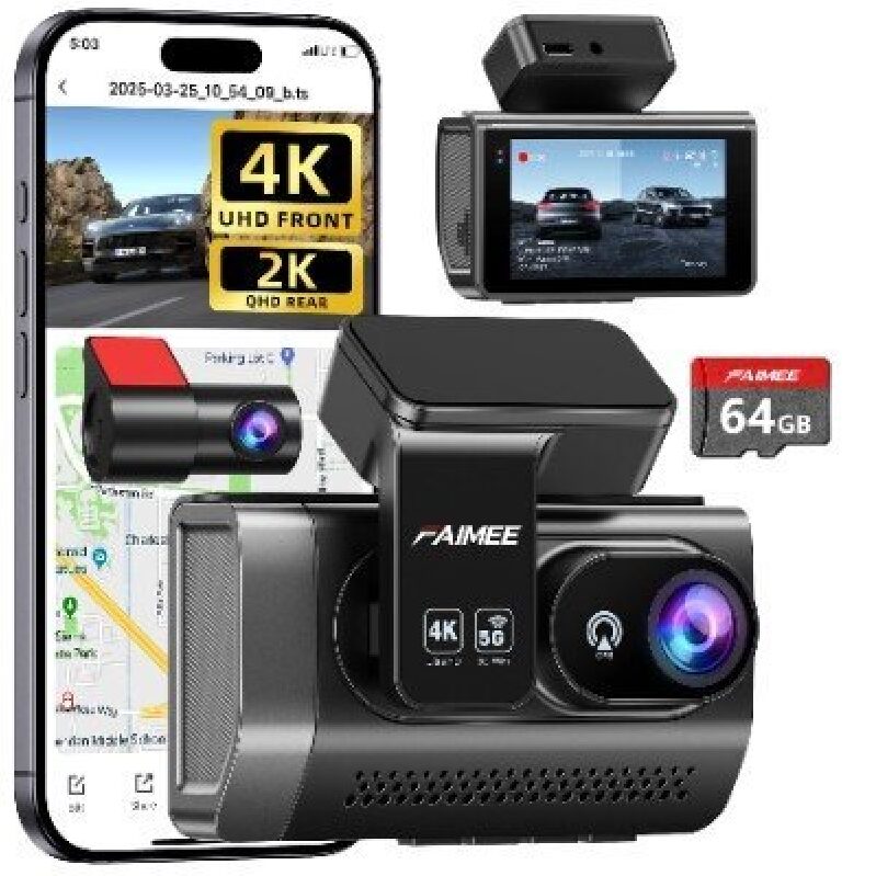 FAIMEE Dual Dash Cam: High-Def 4K Recording for Enhanced Safety