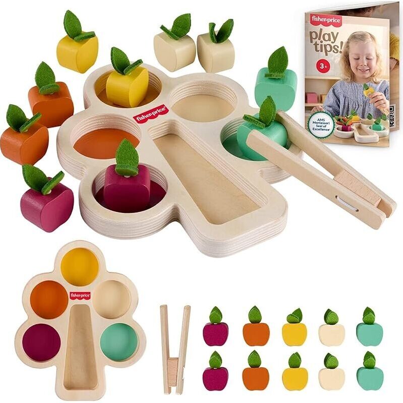 Fisher-Price Wood Montessori Toy Sorting Tree - Educational Play for Preschool Kids