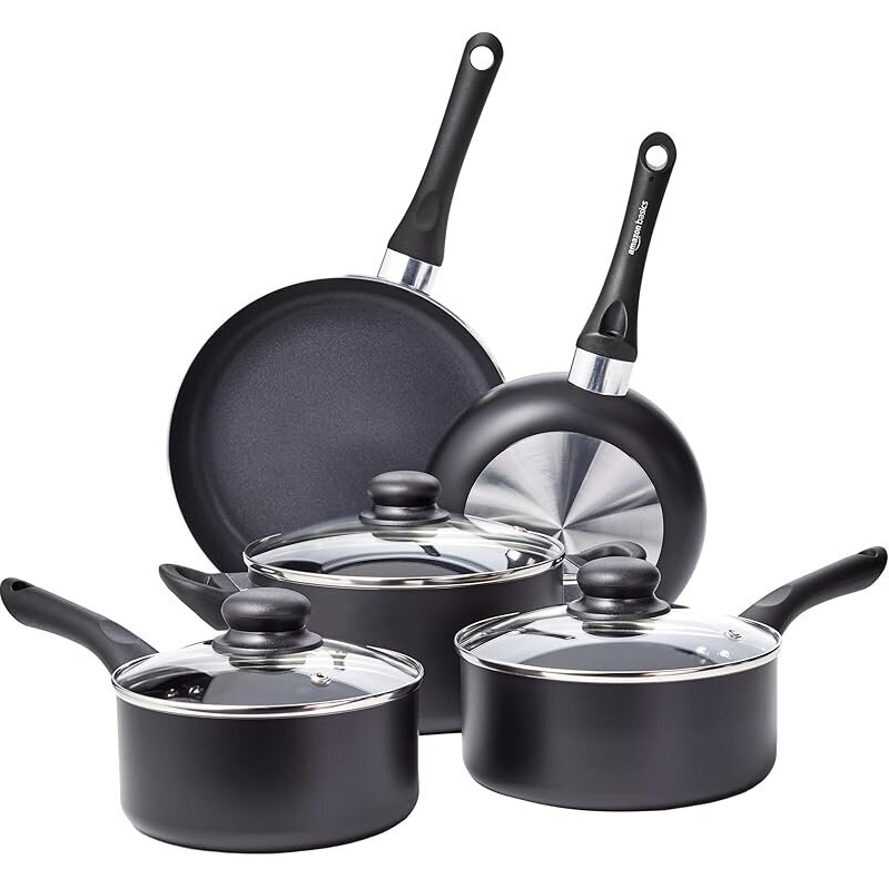 Amazon Basics Ceramic Non-Stick Cookware 8-Piece Set - Effortless Cooking Made Easy