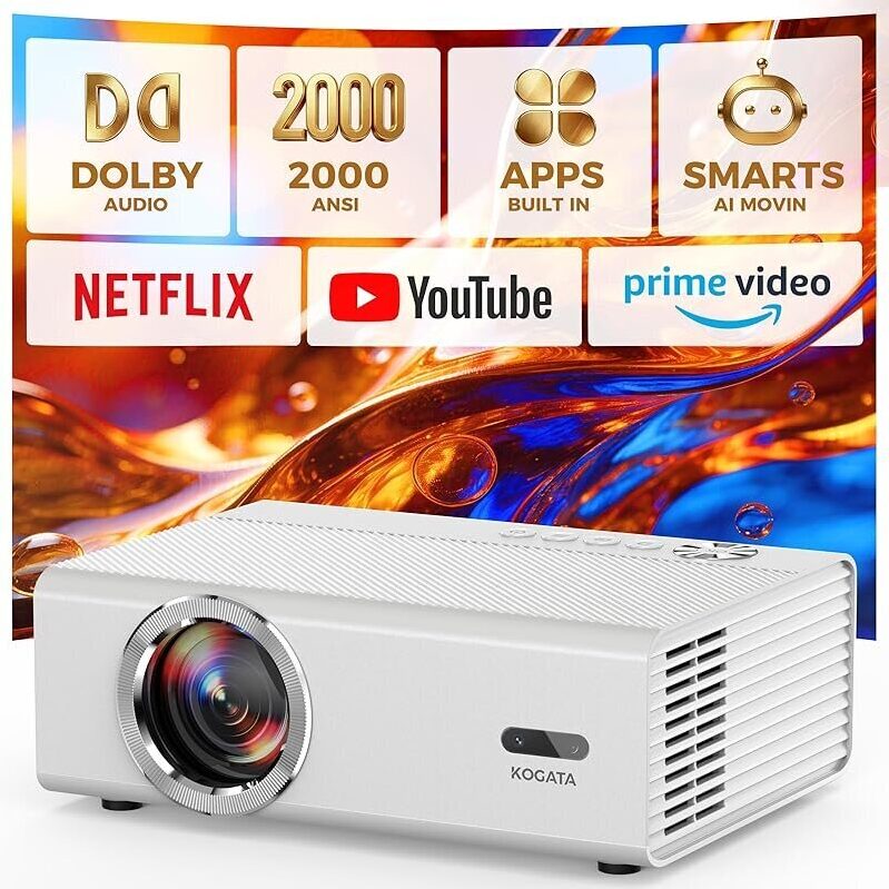 Kogata GC357C Lite Smart Projector - Affordable, Ultra-Quiet Home Theater