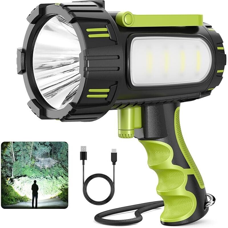 Powerful 2000-Lumen Rechargeable Spotlight Flashlight - Ideal for Outdoor Adventures