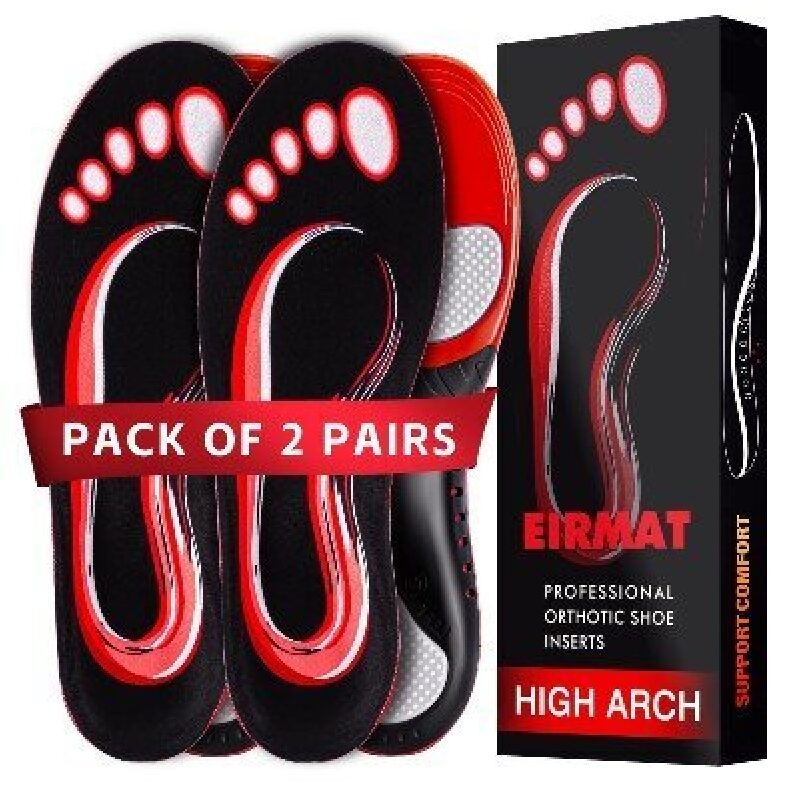 High-Quality Orthotic Shoe Inserts for High Arch Support - 2 Pairs
