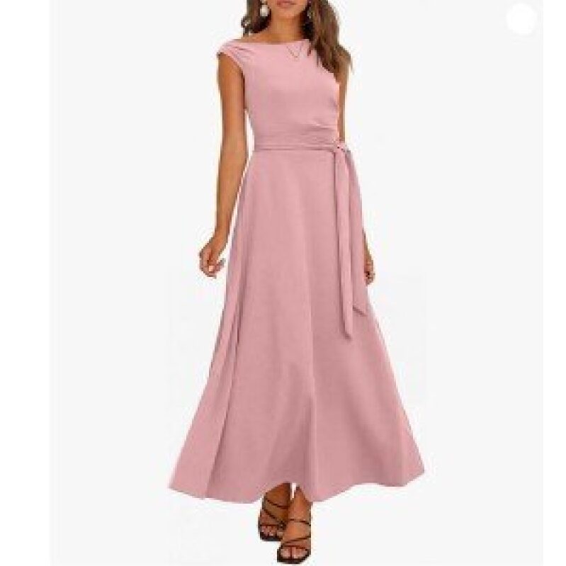 Elegant Pink Off-Shoulder Long Dress for Women