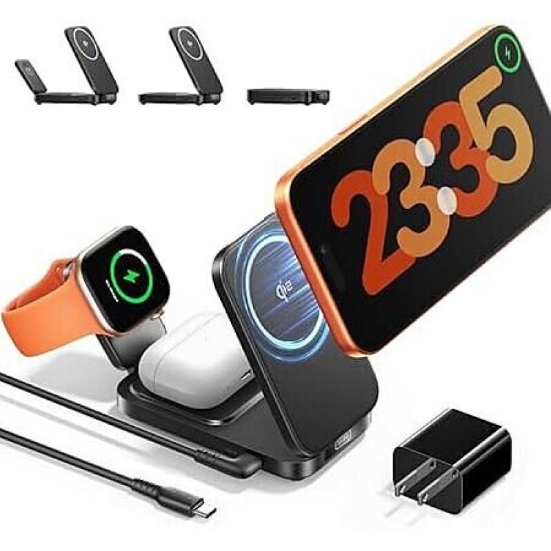 INIU 3-in-1 Qi2 MagSafe Foldable Wireless Charging Station (Black) - Ultimate Charging Solution