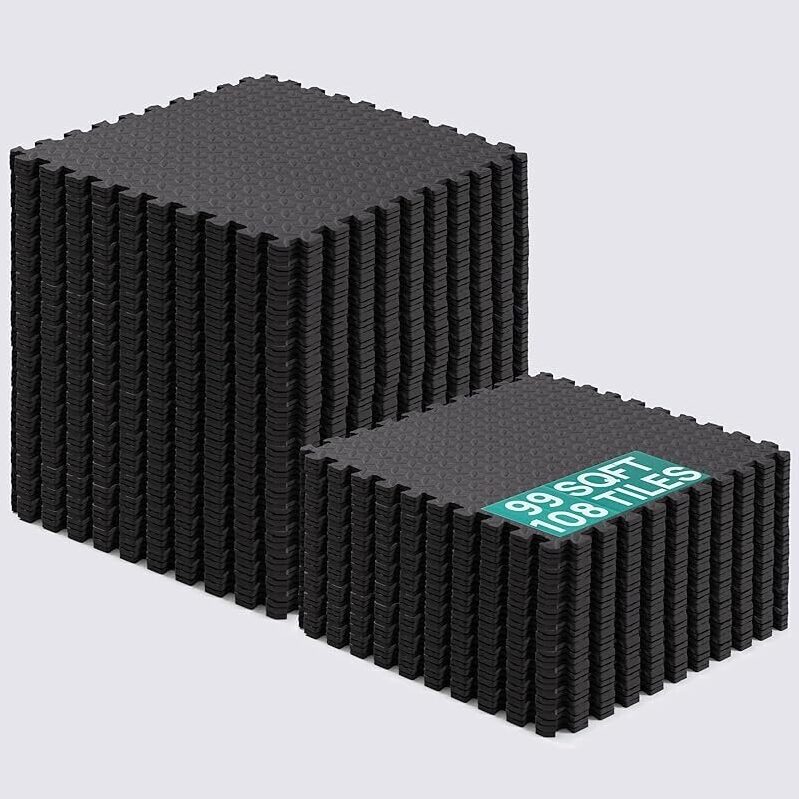 108-Ct EVA Interlocking Mats Puzzle Floor Tiles - Durable & Easy to Install