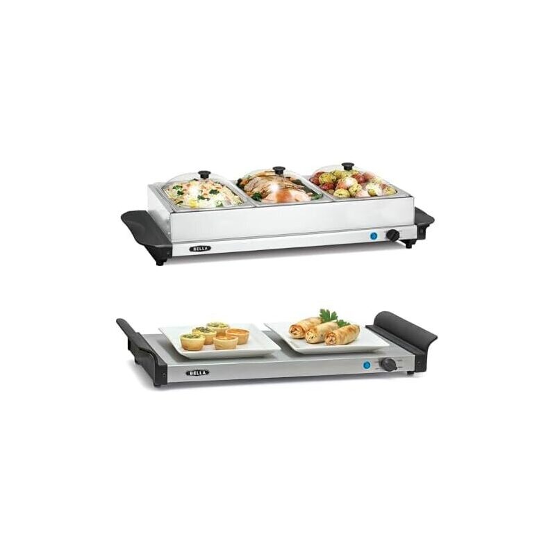 BELLA 3 x 1.5 Quart Triple Electric Buffet Server - Perfect for Family Gatherings and Catering