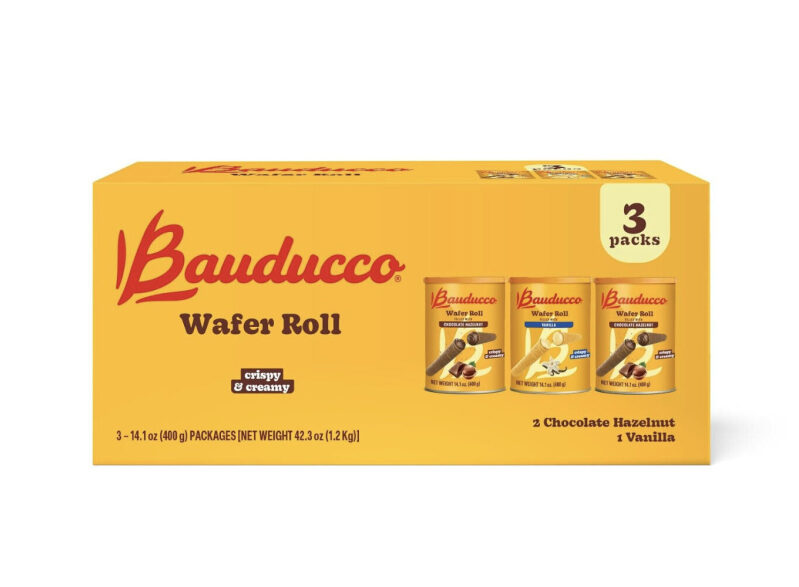 Bauducco Chocolate & Vanilla Wafer Rolls - Delicious Snack Pack