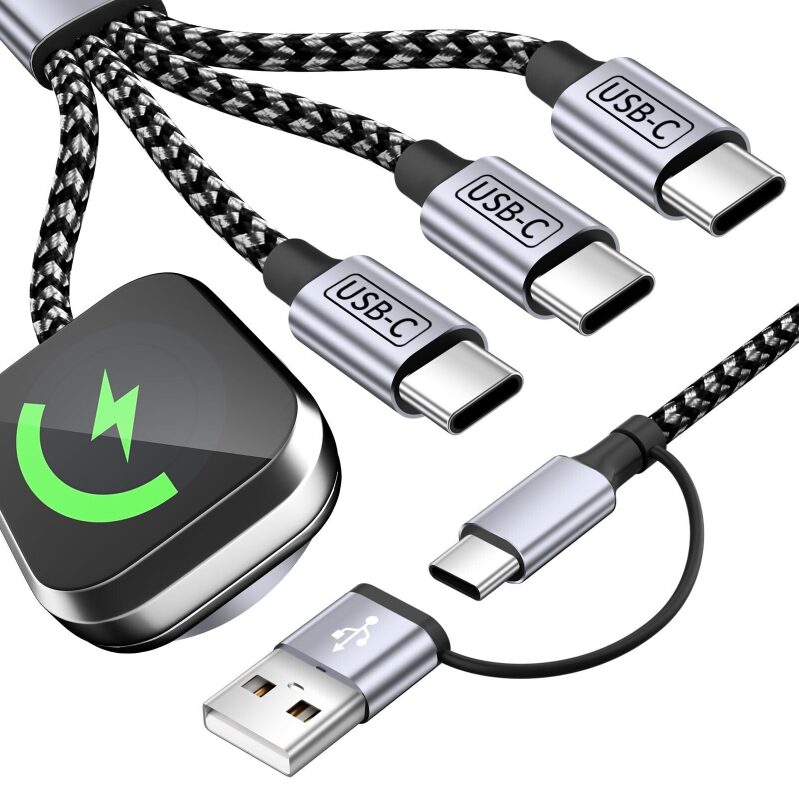 4 in 2 USB-C Splitter Multi Charging Cable for iWatch - 5ft