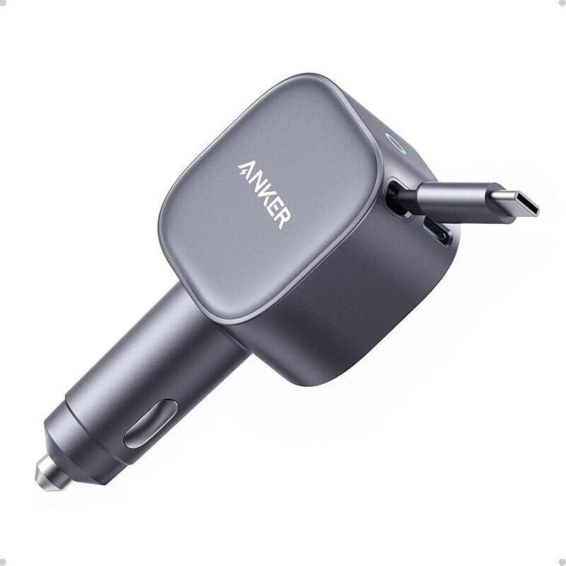 Anker Nano 75W Max USB-C Car Charger w/Retractable Cable - Fast Charging Solution
