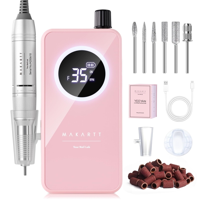 Rechargeable Nail Drill 35000RPM - Pink Electric Nail Drill