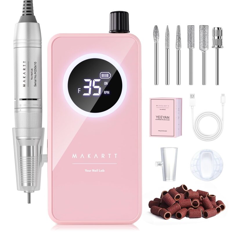 Rechargeable Nail Drill 35000RPM - Pink Electric Nail Drill