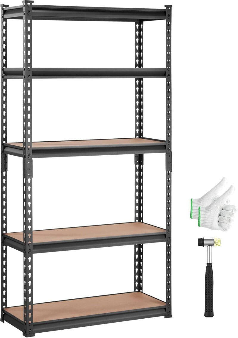 Five-Layer Heavy Duty Metal Storage Rack with Adjustable Shelves