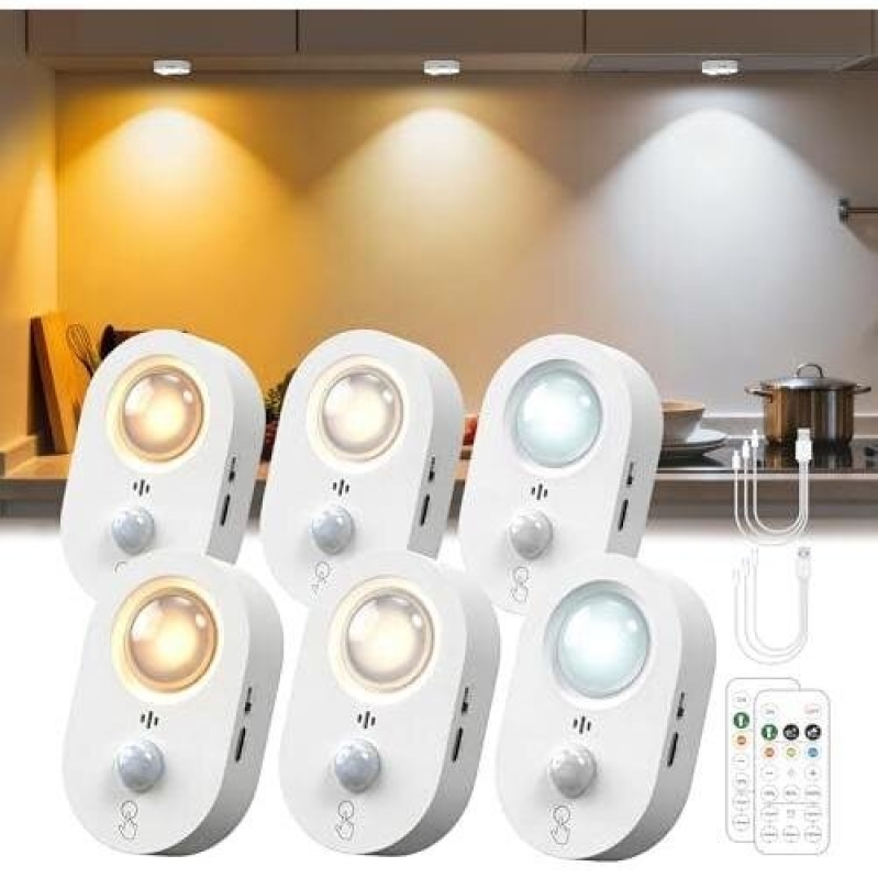 6 Magnetic Induction Dimmable LED Lights - 50% Discount