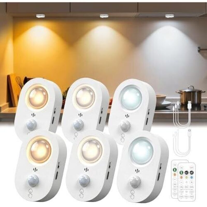 6 Magnetic Induction Dimmable LED Lights - 50% Discount