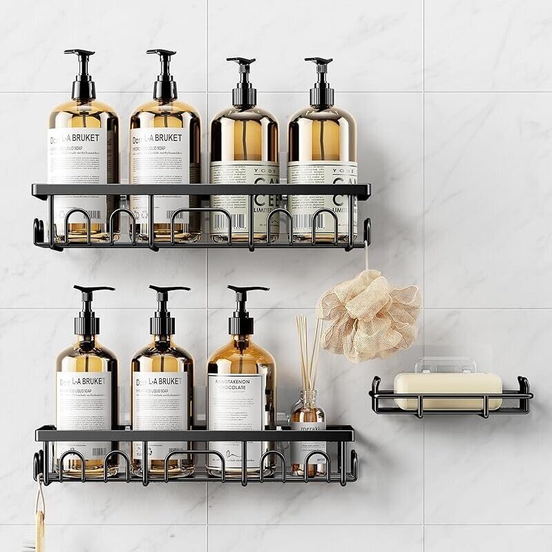 3-Pack Modern Shower Shelves for Bathroom Organization