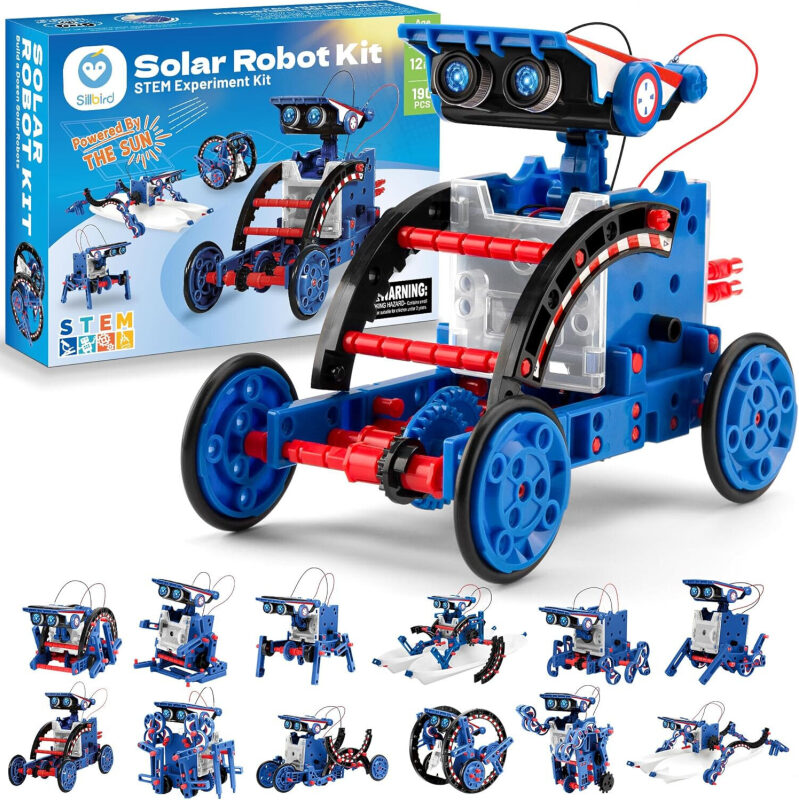 Solar Robot STEM Kit: 12-in-1 Educational Solar-Powered Robot Building Set for Kids