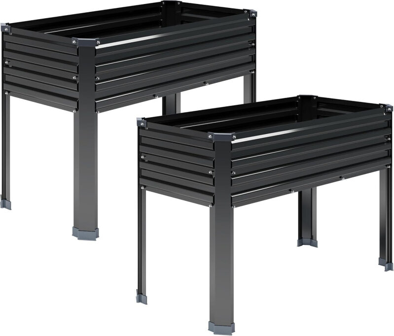 Elevated Zinc-Coated Planter Boxes - 2 Pack