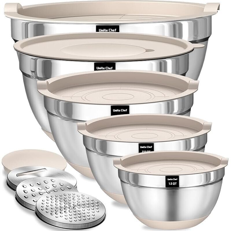Umite Chef Mixing Bowls with Airtight Lids Set 8Pcs - Efficient Kitchen Solution