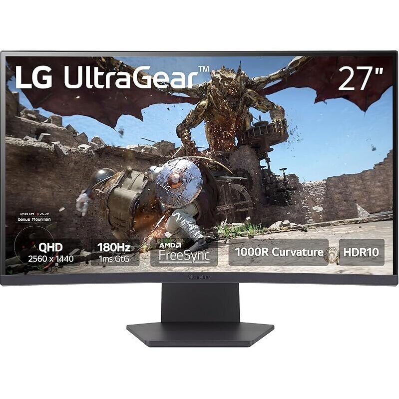 LG 27GS60QC-B Ultragear 27-in QHD 180Hz Curved Gaming Monitor