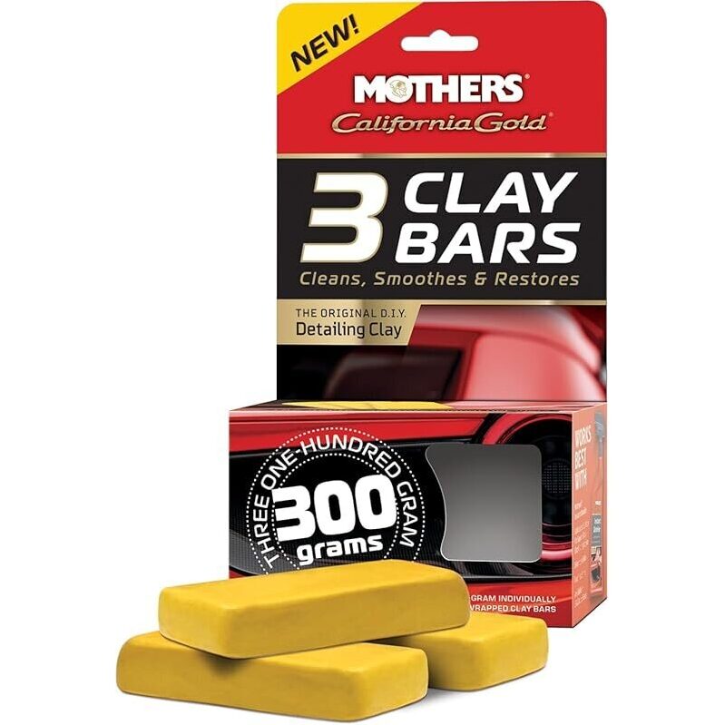 3-Pack Mothers California Gold Clay Bars - Enhance Your Vehicle's Shine