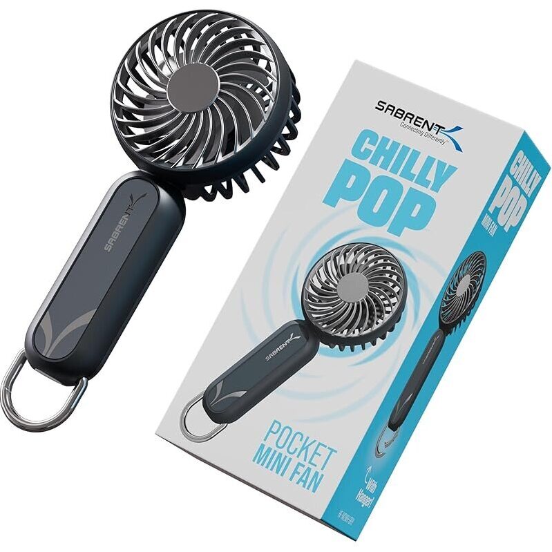 Sabrent ChillyPop Mini Portable Fan with Hanger - Ideal for On-the-Go Cooling