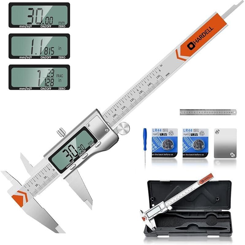 Precision HARDELL Digital Caliper Measuring Tool - All-Metal with Batteries