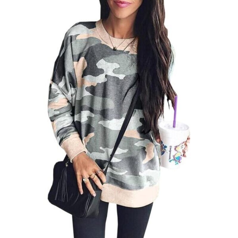 Ecowish Camouflage Oversized Sweatshirt - 40% Off