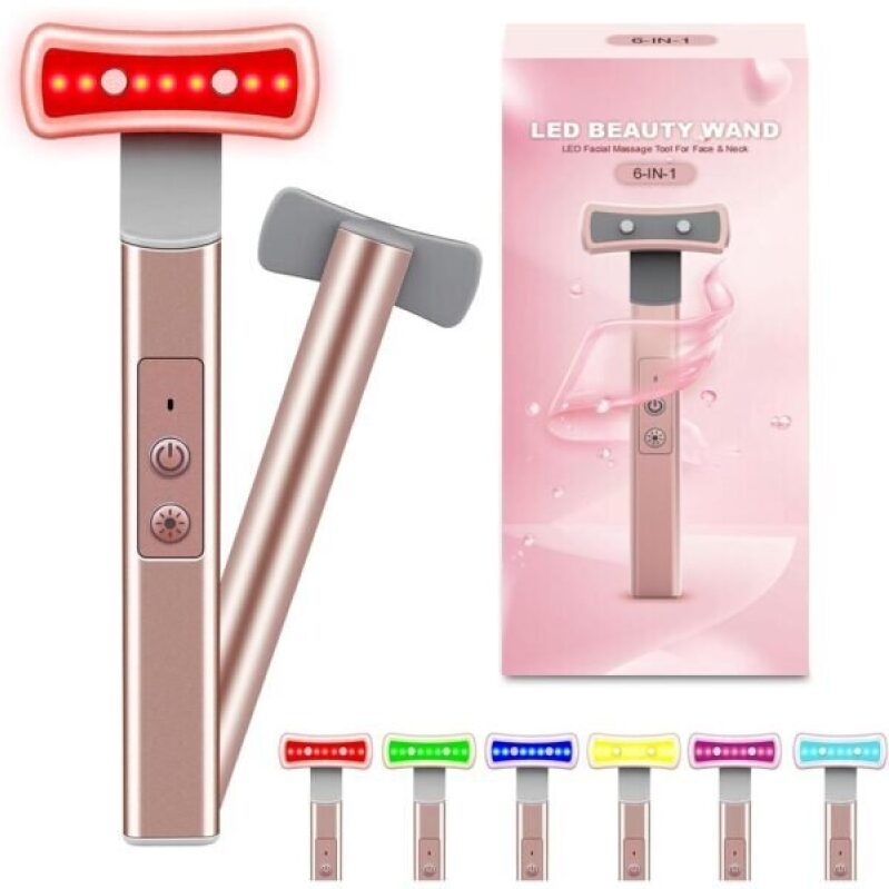 6-in-1 LED Light Therapy Facial Massager - Skin Rejuvenation Tool