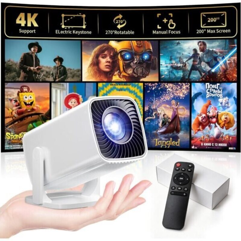 Affordable 4K Mini Projector with 270° Rotation - Perfect for Outdoor Movie Nights