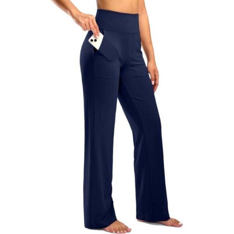 High-Waist Yoga Pants with Pockets for Women - Wide Leg, Stretchy, and Comfortable
